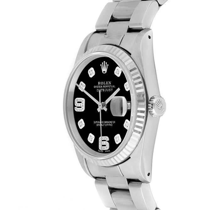 Rolex Datejust 36mm STAINLESS STEEL 16234 Blue Dial | 6&9 Diamond | Fluted Bezel