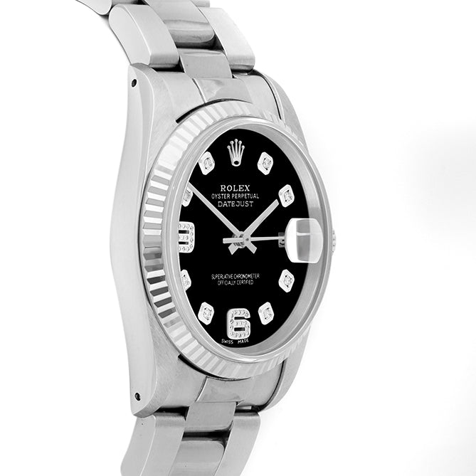 Rolex Datejust 36mm STAINLESS STEEL 16234 Blue Dial | 6&9 Diamond | Fluted Bezel