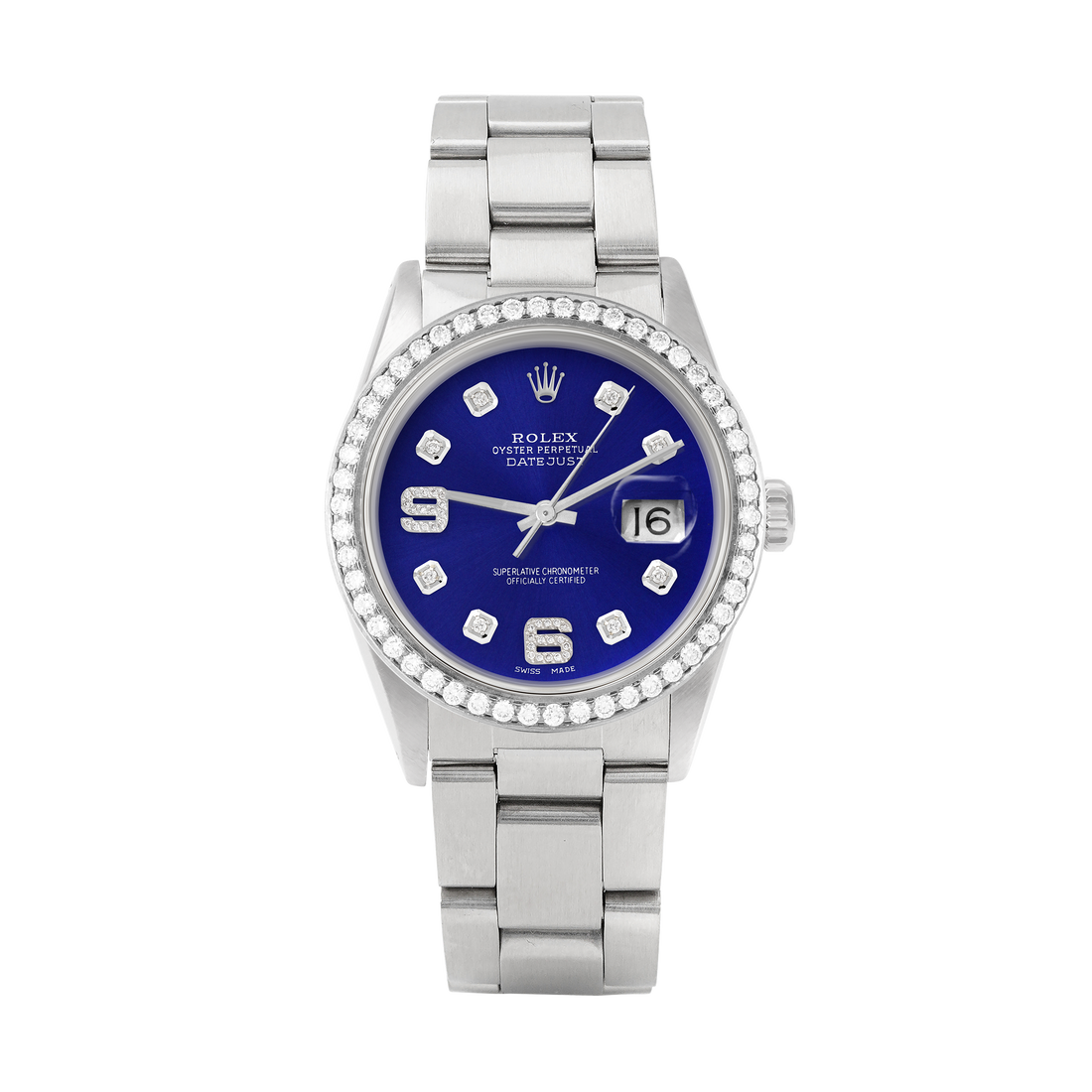 Rolex Datejust 36mm STAINLESS STEEL 16234 Blue Dial | 6&9 Diamond |Diamond Hour Markers | 1.8 ct Diamond Bezel