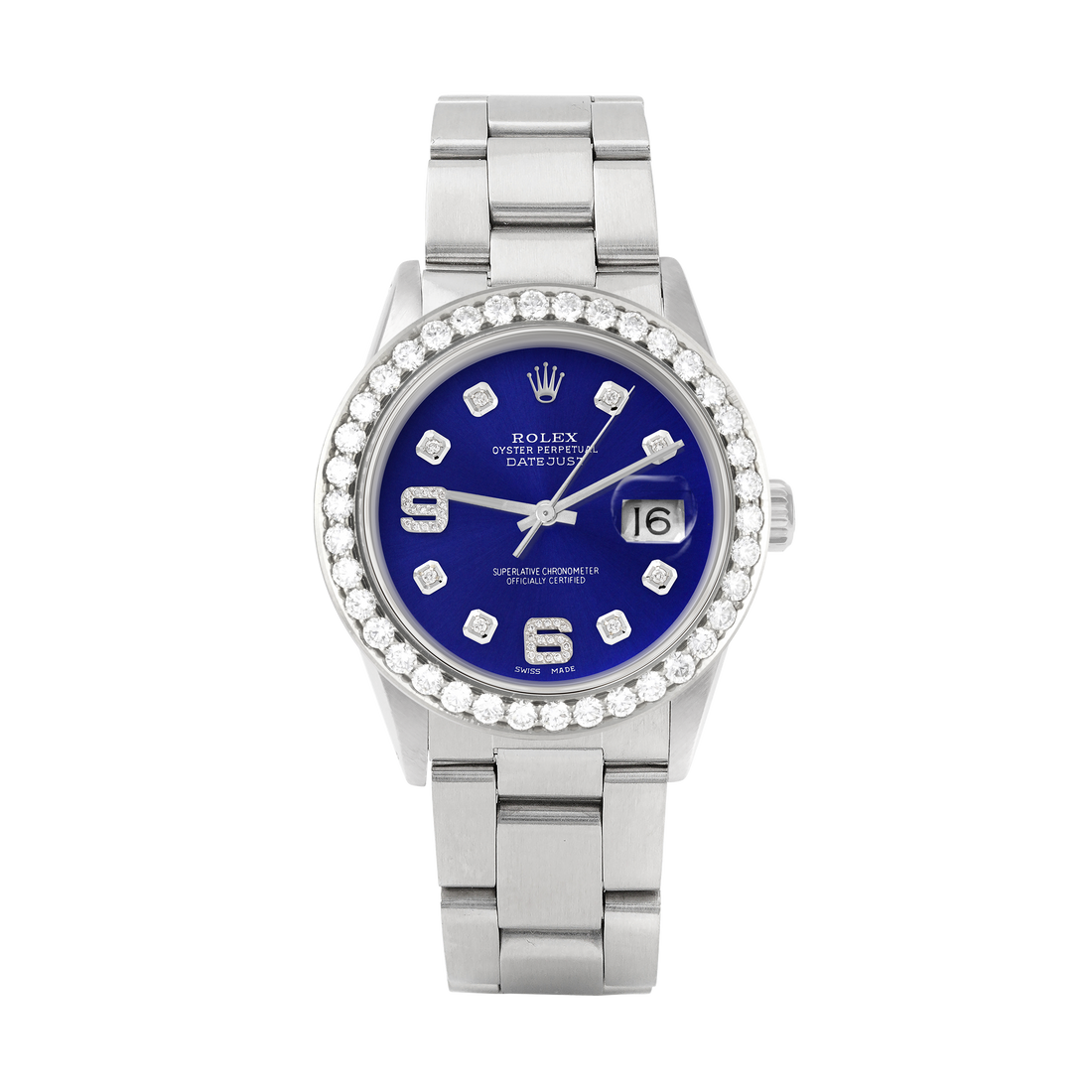 Rolex Datejust 36mm STAINLESS STEEL 16234 Blue  Dial |6&9 Diamond Hour Markers | 2.5ct Diamond Bezel