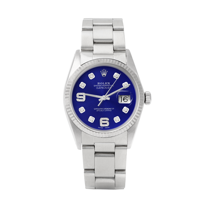 Rolex Datejust 36mm STAINLESS STEEL 16234 Blue Dial | 6&9 Diamond| Fluted Bezel