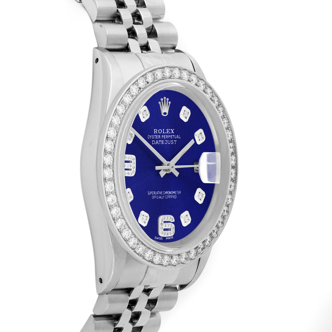 Rolex Datejust 36mm STAINLESS STEEL 16234 Blue Dial | 6&9 Diamond Hour Markers | 2 ct Diamond Bezel