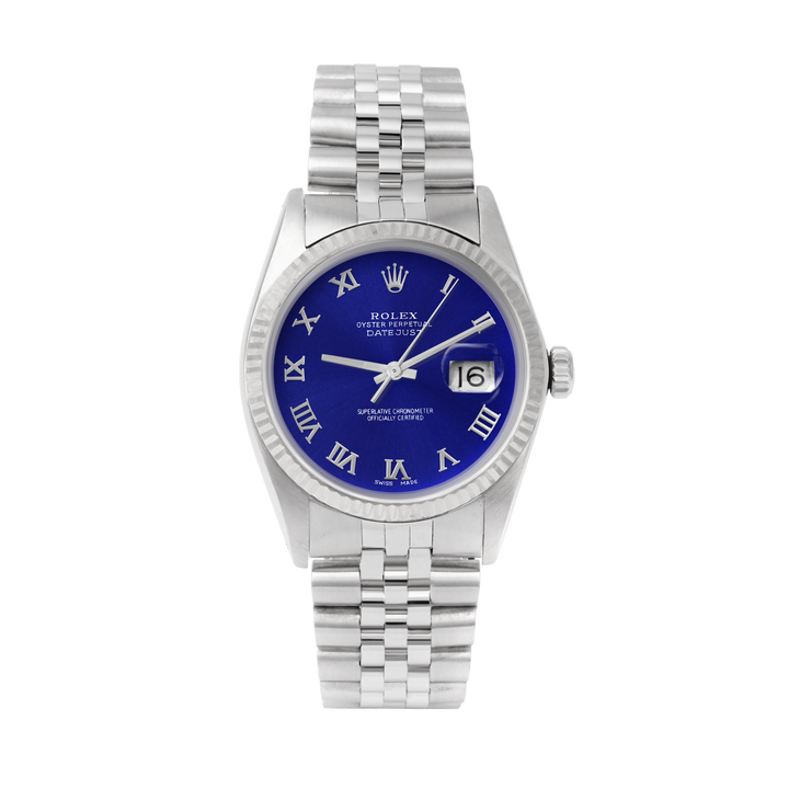 Rolex Datejust 36mm STAINLESS STEEL 16234 Blue Dial | Roman Hour Markers | Fluted  Bezel