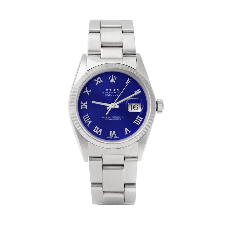 Rolex Datejust 36mm STAINLESS STEEL 16234 Blue Dial | Roman Hour Markers | Fluted  Bezel