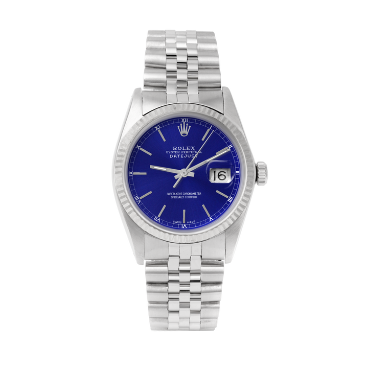 Rolex Datejust 36mm STAINLESS STEEL 16234 Blue Dial | Stick Hour Markers | Fluted  Bezel
