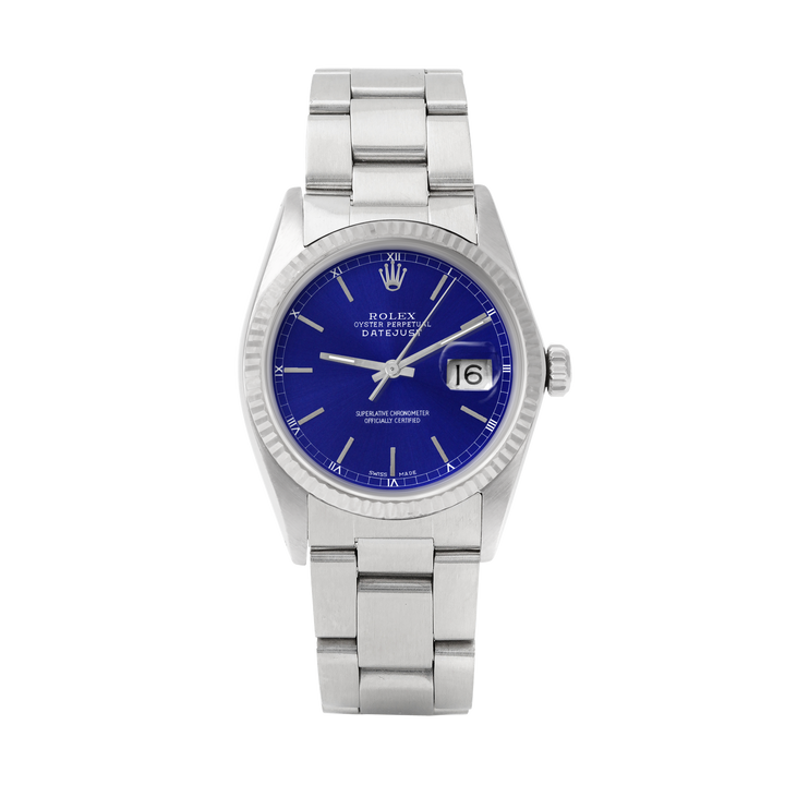 Rolex Datejust 36mm STAINLESS STEEL 16234 Blue Dial | Stick Hour Markers | Fluted  Bezel