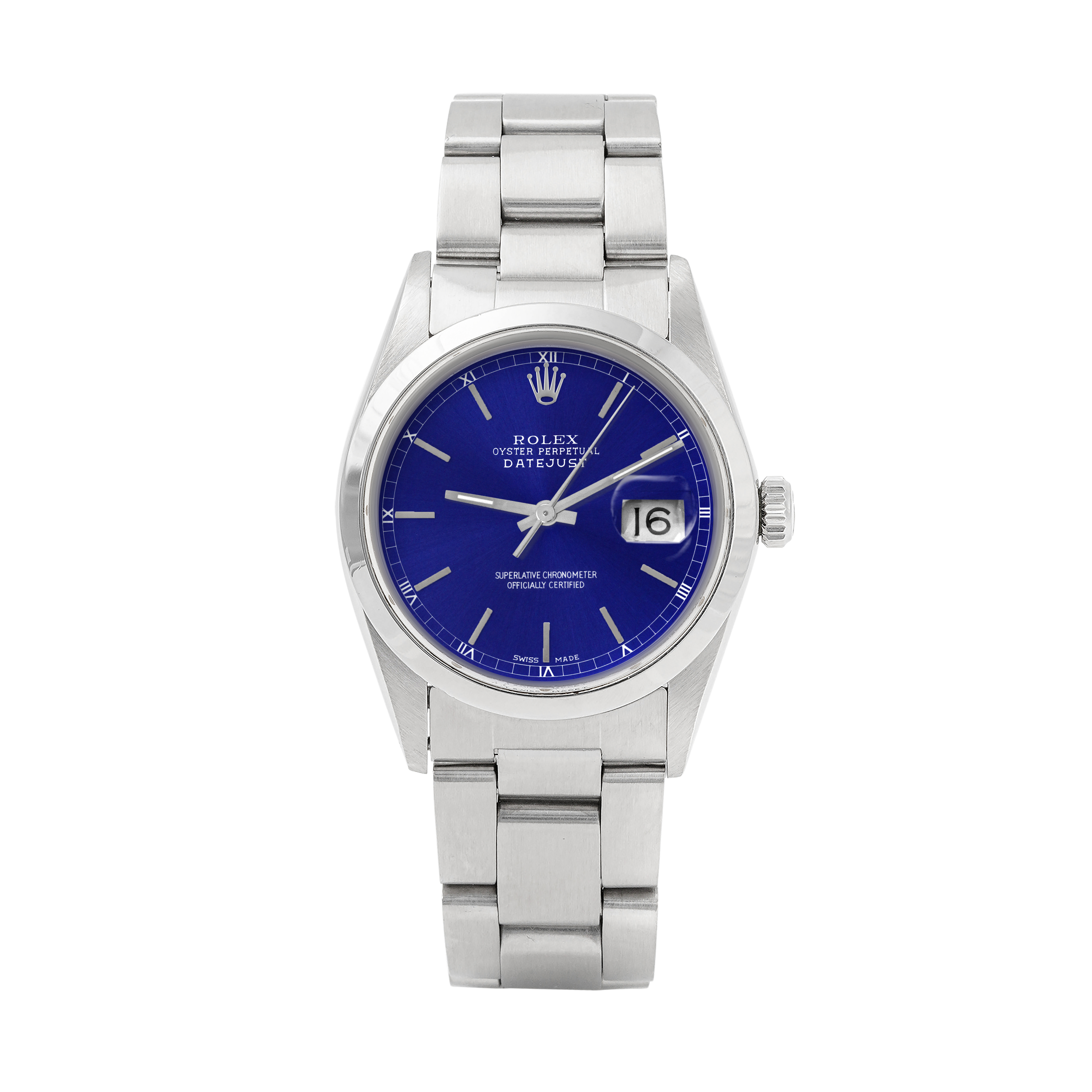 Rolex Datejust 36mm STAINLESS STEEL 16200 Blue  Dial | Stick Hour Markers | Smooth  Bezel
