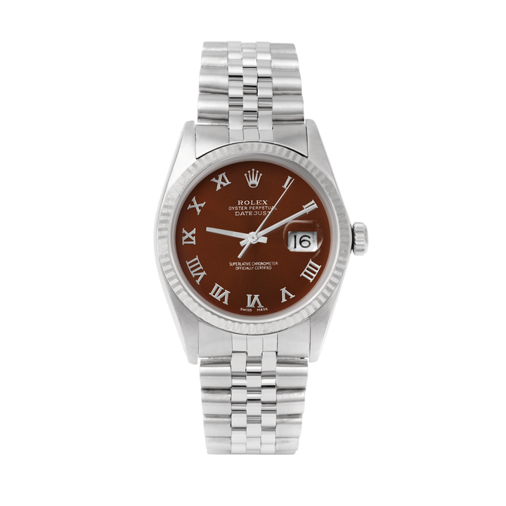 Rolex Datejust 36mm STAINLESS STEEL 16234 Brown Dial | Roman Hour Markers | Fluted  Bezel