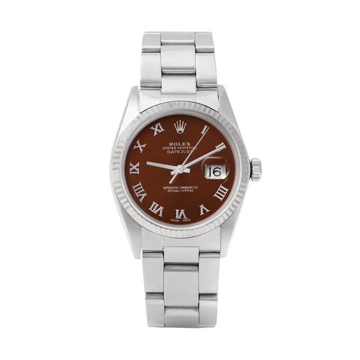 Rolex Datejust 36mm STAINLESS STEEL 16234 Brown Dial | Roman Hour Markers | Fluted  Bezel
