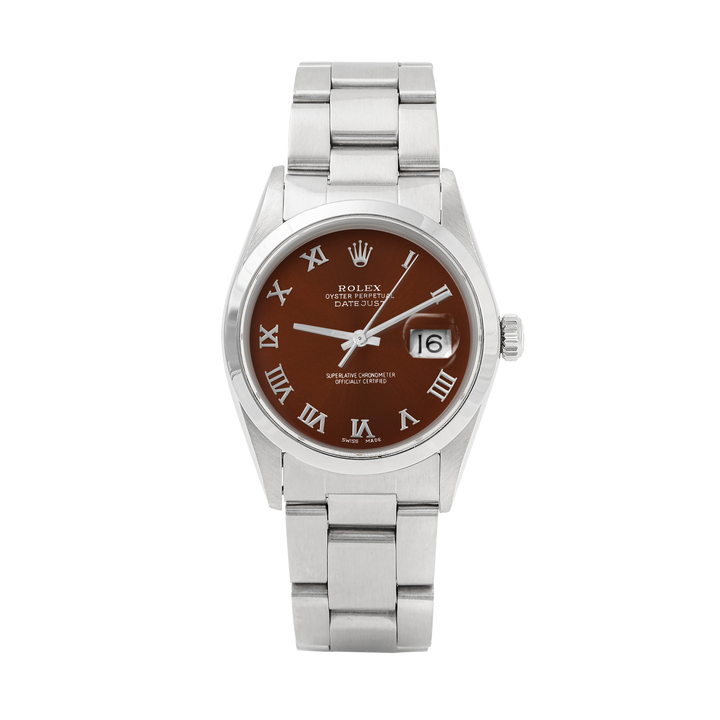Rolex Datejust 36mm STAINLESS STEEL 16200 Brown Dial | Roman Hour Markers | Smooth Bezel
