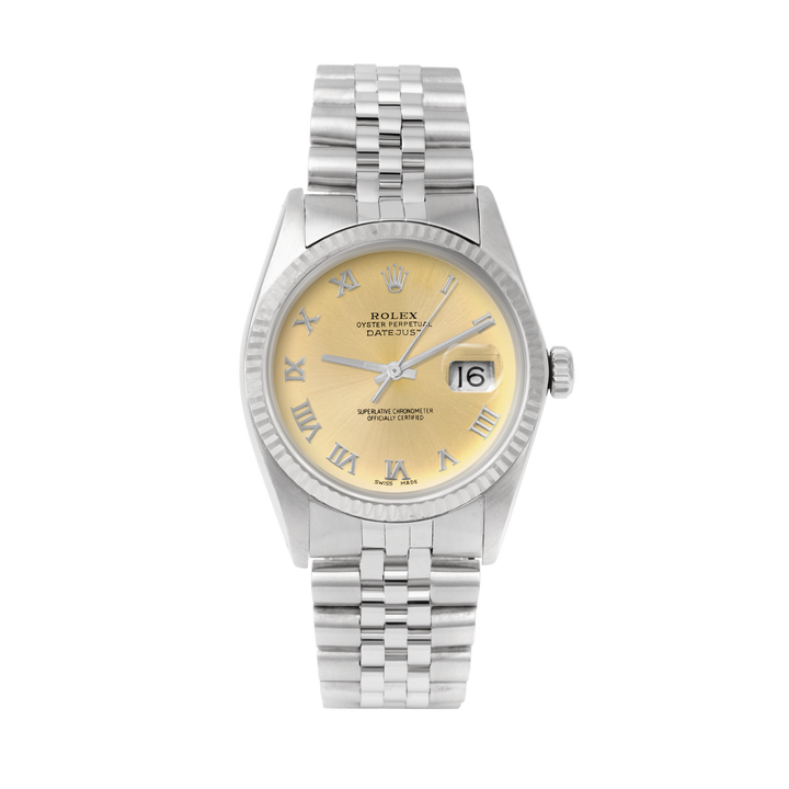 Rolex Datejust 36mm STAINLESS STEEL 16234 Champagne Dial | Roman Hour Markers | Fluted  Bezel