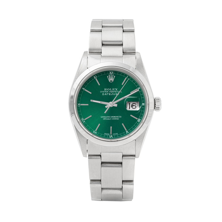 Rolex Datejust 36mm STAINLESS STEEL 16200 Green  Dial | Stick Hour Markers | Smooth  Bezel