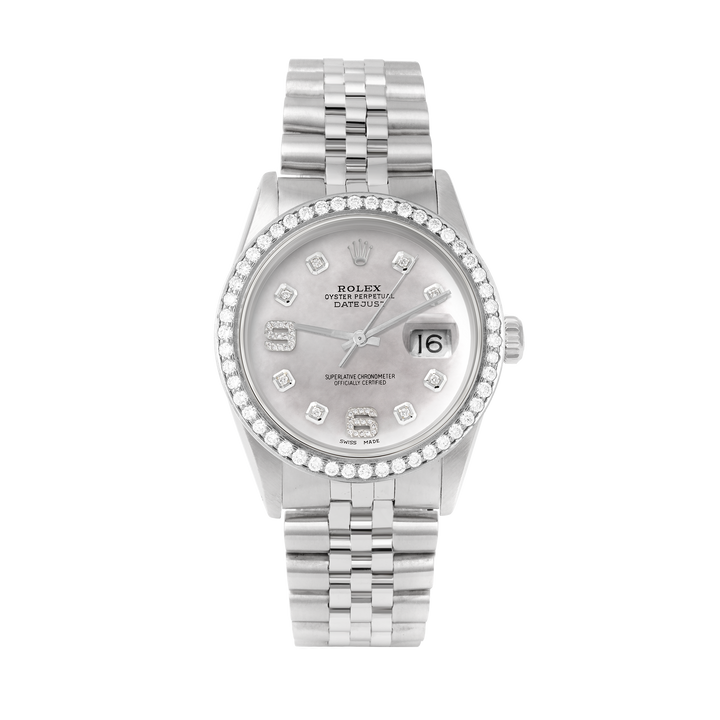 Rolex Datejust 36mm STAINLESS STEEL 16234 Mop Dial | 6&9 Diamond |Diamond Hour Markers | 1.8 ct Diamond Bezel