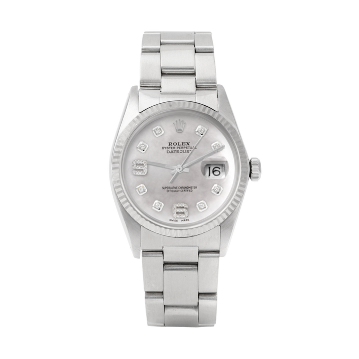 Rolex Datejust 36mm STAINLESS STEEL 16234 Mop Dial| 6&9 Diamond | Fluted bazel