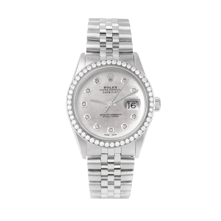 Rolex Datejust 36mm STAINLESS STEEL 16234 Mop Dial | Diamond Hour Markers, 1.8 ct Diamond Bezel