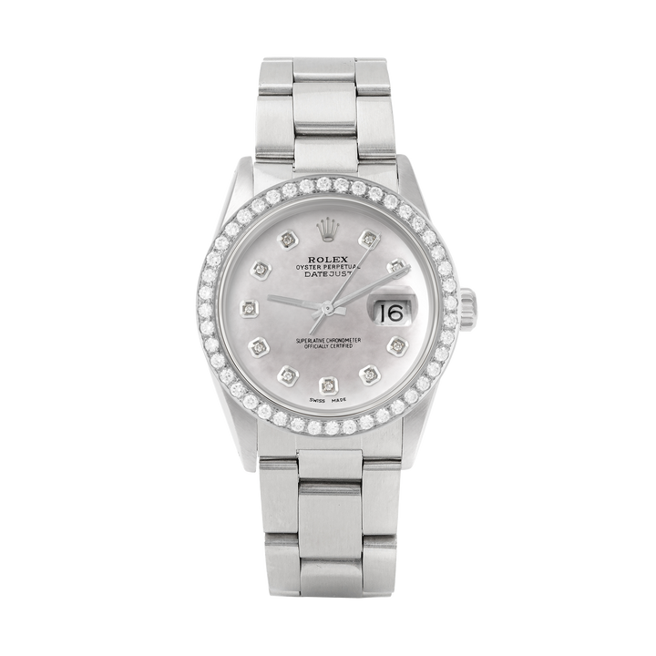 Rolex Datejust 36mm STAINLESS STEEL 16234 Mop Dial | Diamond Hour Markers, 2 ct Diamond Bezel