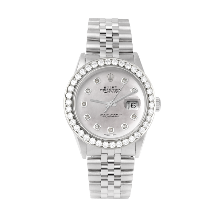 Rolex Datejust 36mm STAINLESS STEEL 16234 Mop  Dial | Diamond Hour Markers | 2.5 ct Diamond Bezel