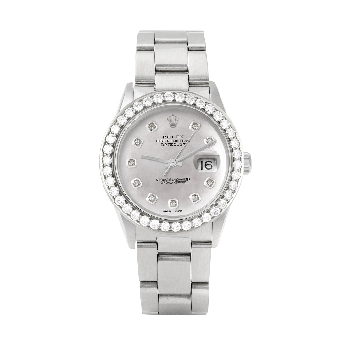 Rolex Datejust 36mm STAINLESS STEEL 16234  Mop Dial | Diamond Hour Markers | 2.5 ct Diamond Bezel