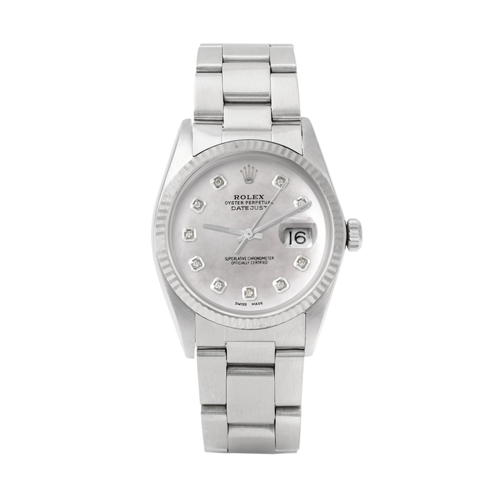 Rolex Datejust 36mm STAINLESS STEEL 16234 Mop Dial | Diamond Hour Markers | Fluted Bezel