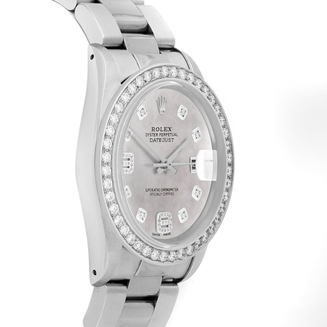 Rolex Datejust 36mm STAINLESS STEEL 16234 Mop Dial | 6&9 Diamond Hour Markers | 2 ct Diamond Bezel