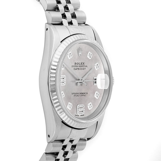 Rolex Datejust 36mm STAINLESS STEEL 16234  Mop Dial | 6&9 Diamond | Fluted Bezel