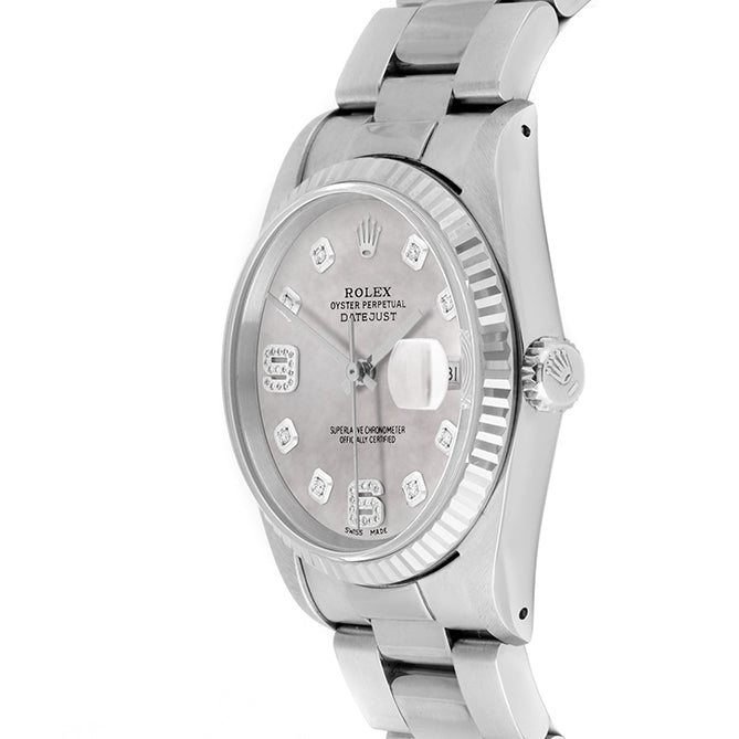 Rolex Datejust 36mm STAINLESS STEEL 16234 Mop Dial| 6&9 Diamond | Fluted bazel