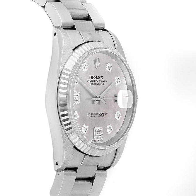 Rolex Datejust 36mm STAINLESS STEEL 16234 Mop Dial| 6&9 Diamond | Fluted bazel