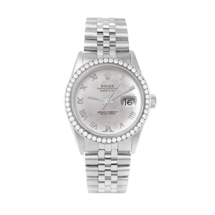 Rolex Datejust 36mm STAINLESS STEEL 16234 Mop Dial | Roman Hour Markers, 1.8ct Diamond Bezel