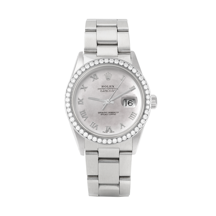 Rolex Datejust 36mm STAINLESS STEEL 16234 Mop Dial | Roman Hour Markers, 1.8ct Diamond Bezel