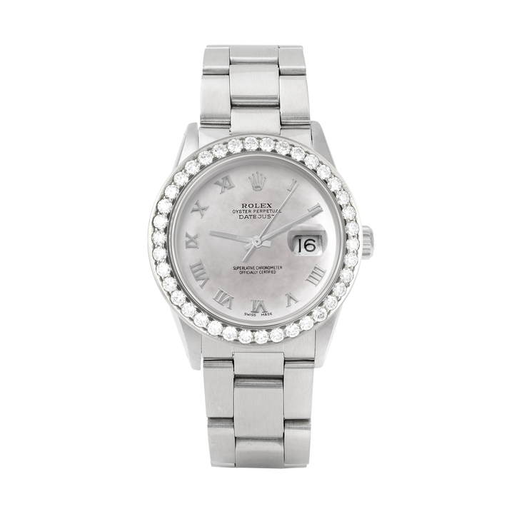 Rolex Datejust 36mm STAINLESS STEEL 16234 Mop Dial | Roman Hour Markers | 2.5 ct Diamond Bezel