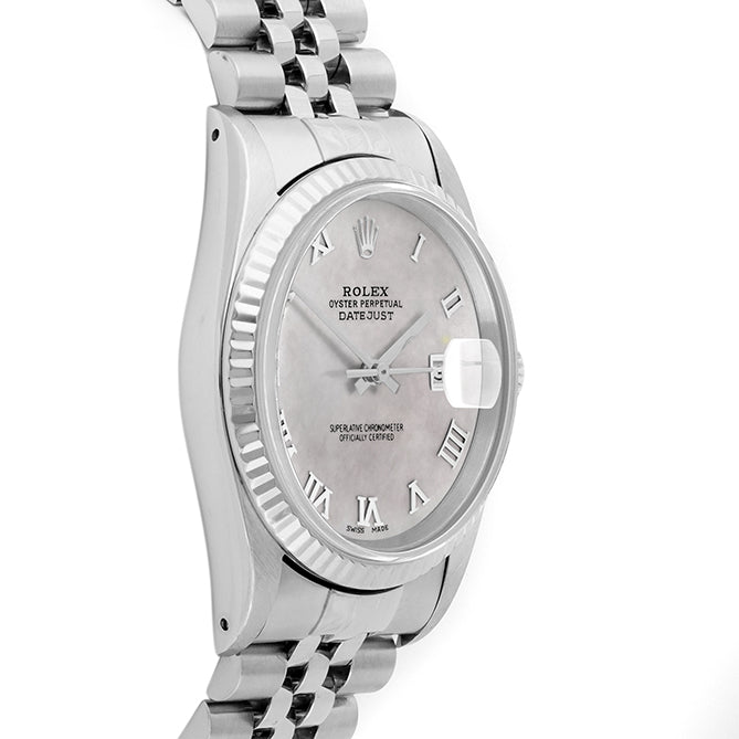 Rolex Datejust 36mm STAINLESS STEEL 16234 Mop Dial | Roman Hour Markers | Fluted  Bezel