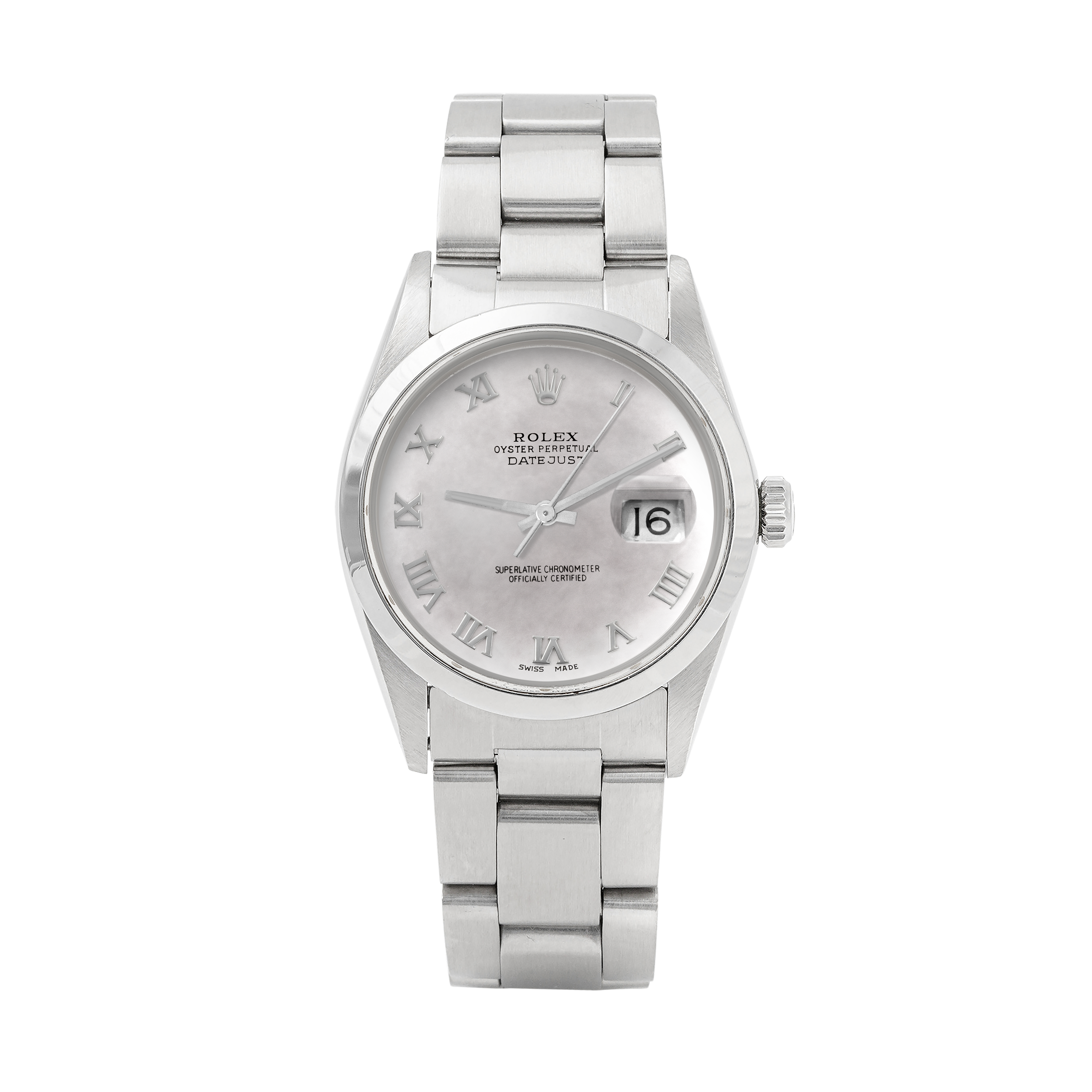 Rolex Datejust 36mm STAINLESS STEEL 16200  Mop Dial | Roman Hour Markers | Smooth  Bezel