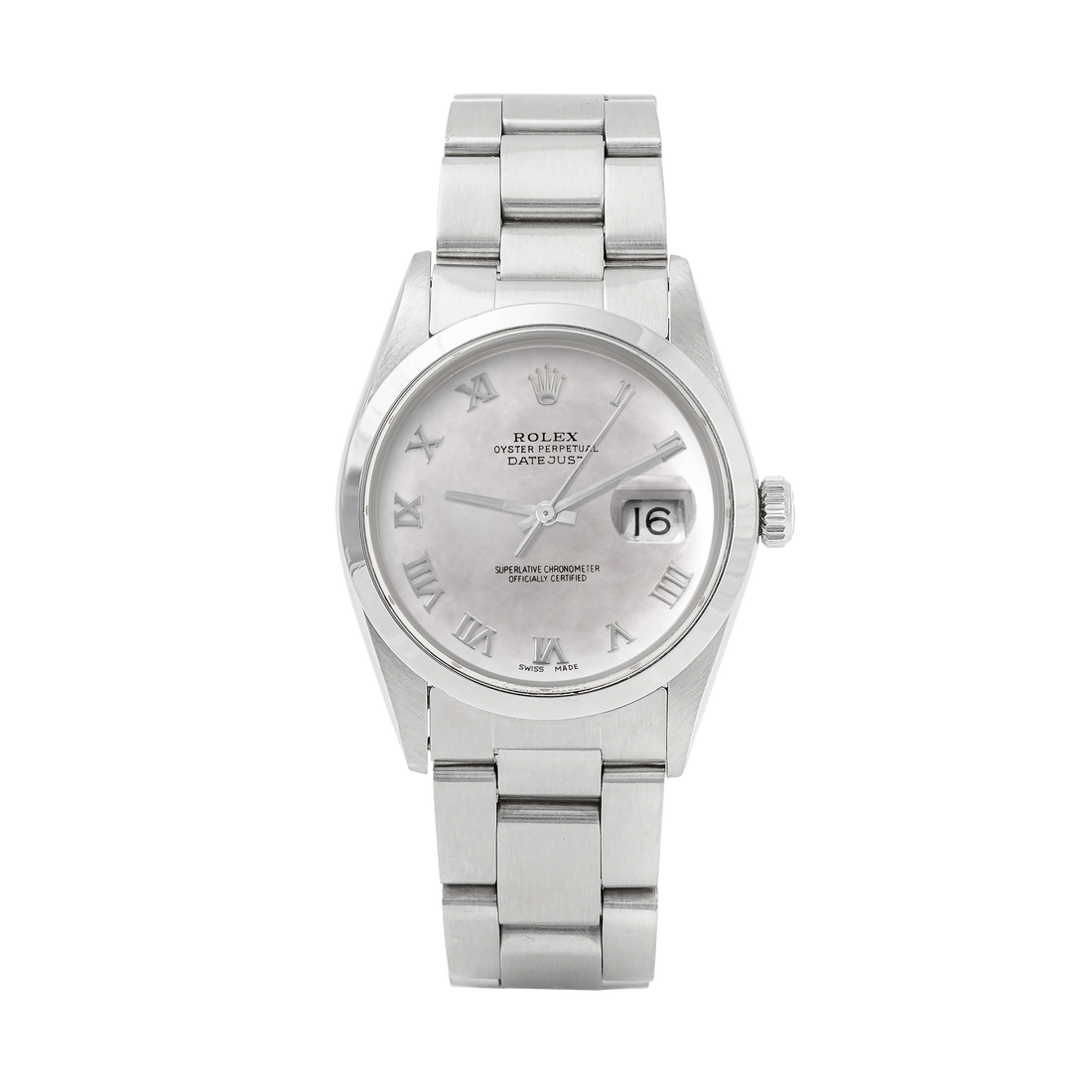 Rolex Datejust 36mm STAINLESS STEEL 16200  Mop Dial | Roman Hour Markers | Smooth  Bezel