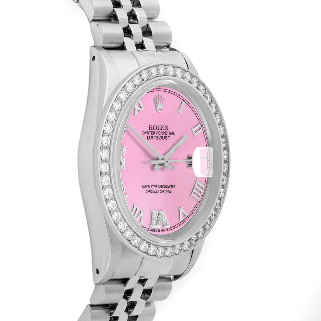 Rolex Datejust 36mm STAINLESS STEEL 16234 Pink Dial | 6&9 Diamond Hour Markers | 2 ct Diamond Bezel