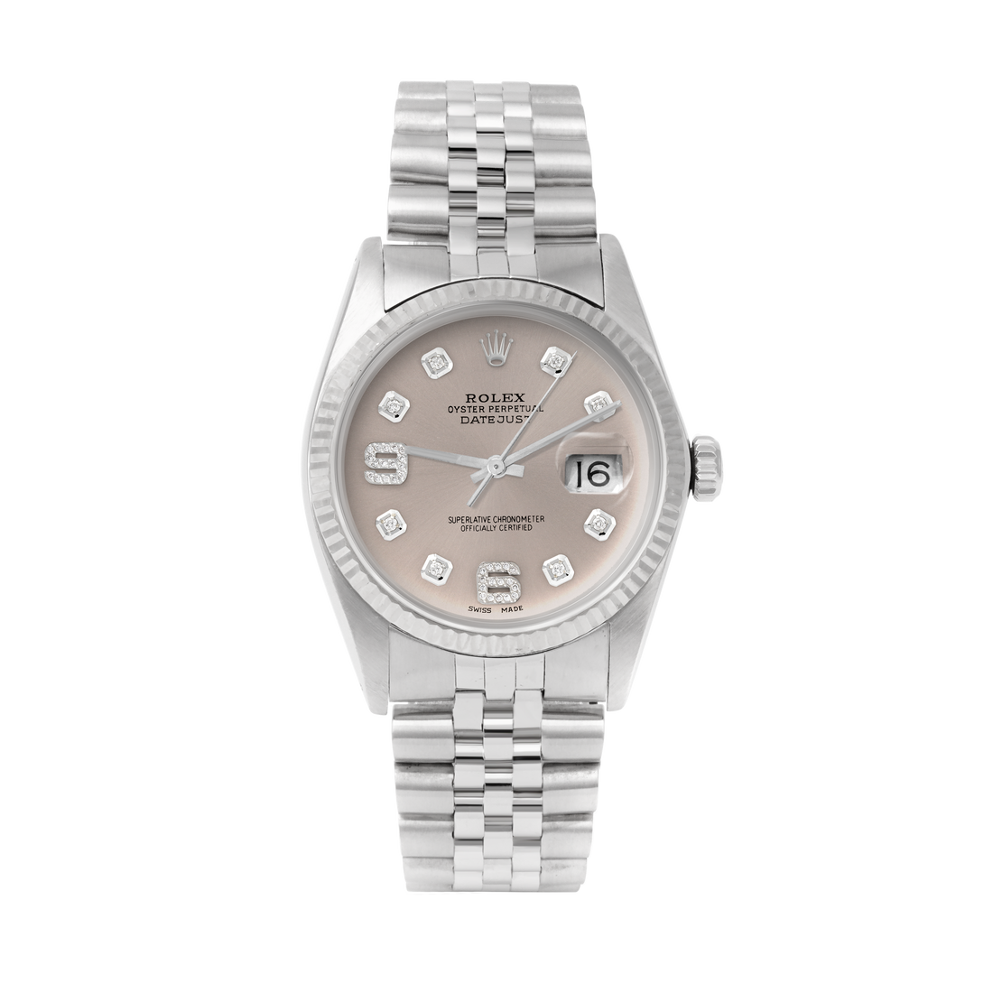 Rolex Datejust 36mm STAINLESS STEEL 16234  Slate Dial | 6&9 Diamond | Fluted Bazel