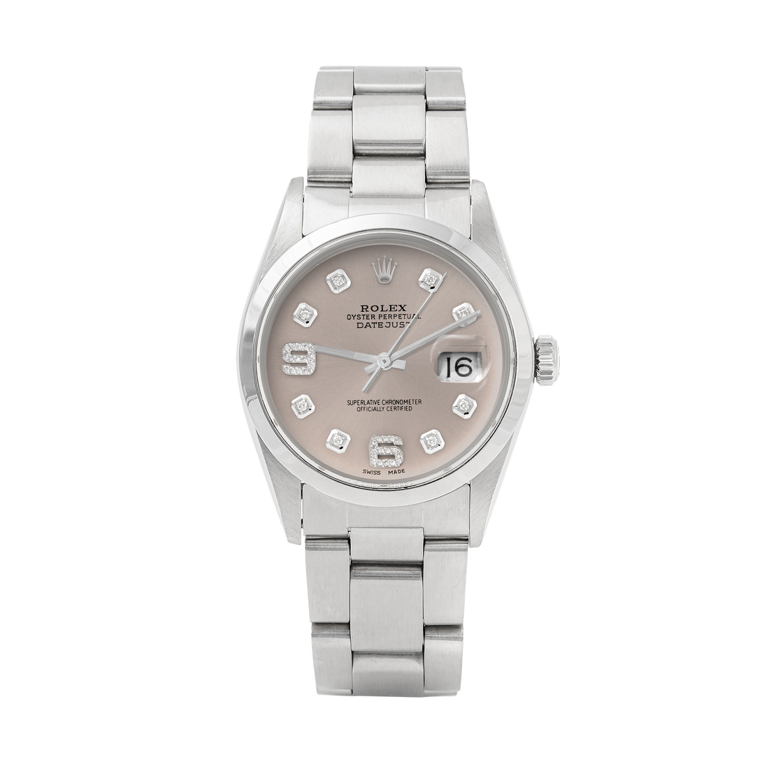 Rolex Datejust 36mm STAINLESS STEEL 16200 Slate Dial | 6&9 Diamond | Smooth Bazel