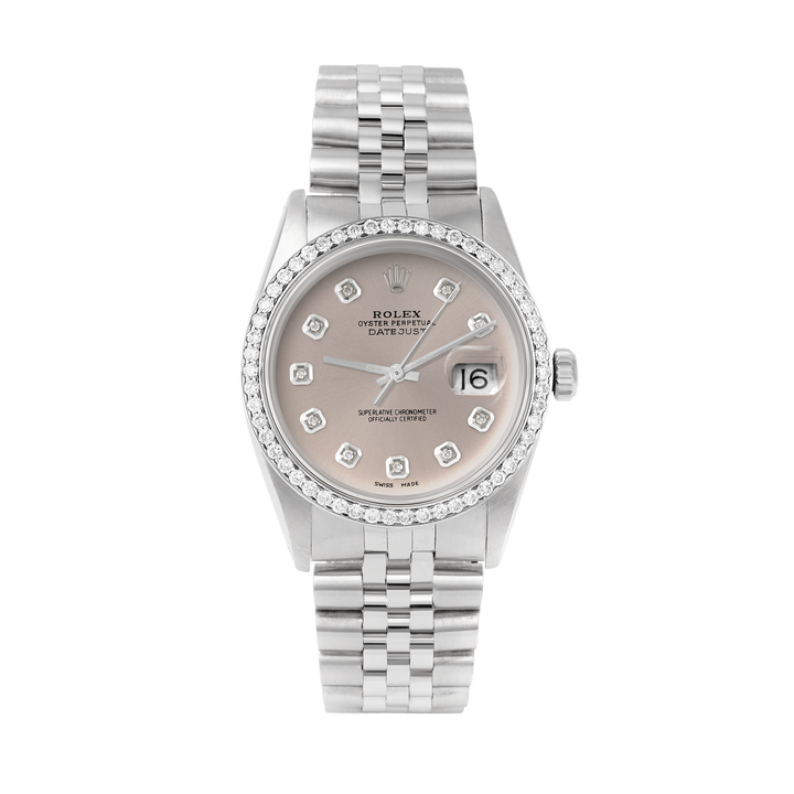 Rolex Datejust 36mm STAINLESS STEEL 16234 Slate Dial | Diamond Hour Markers, 1 ct Diamond Bezel