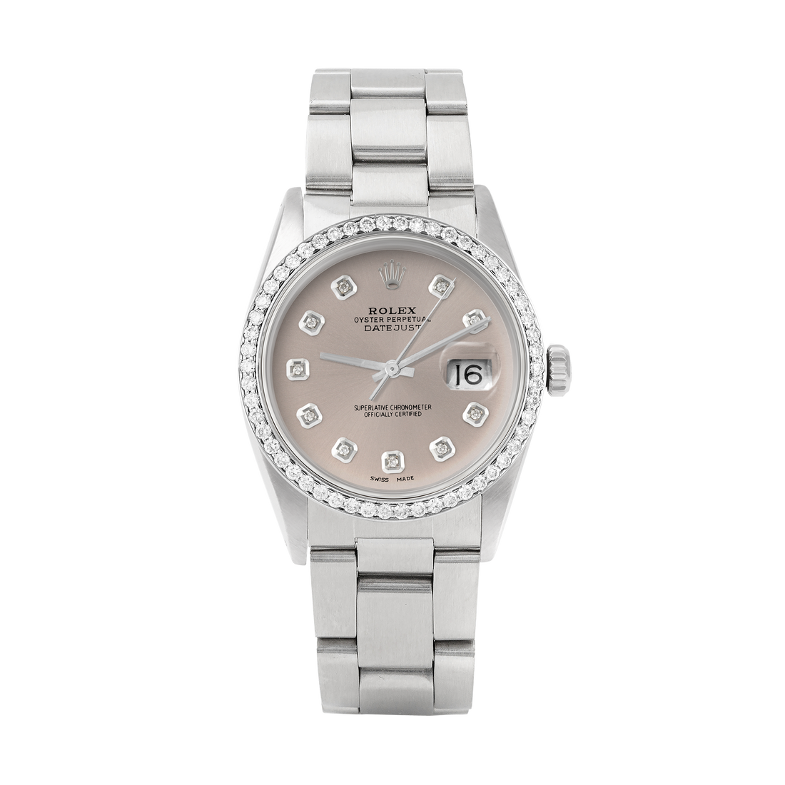 Rolex Datejust 36mm STAINLESS STEEL 16234 Slate Dial | Diamond Hour Markers, 1ct Diamond Bezel