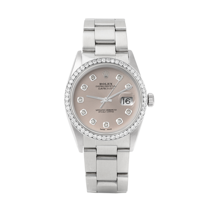 Rolex Datejust 36mm STAINLESS STEEL 16234 Slate Dial | Diamond Hour Markers, 1ct Diamond Bezel