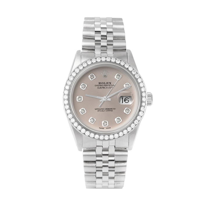 Rolex Datejust 36mm STAINLESS STEEL 16234 Slate Dial | Diamond Hour Markers, 1.8 ct Diamond Bezel