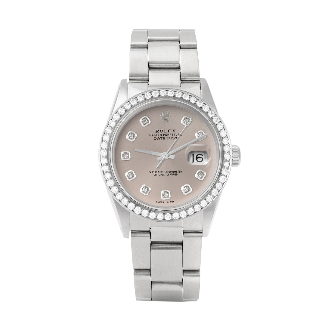 Rolex Datejust 36mm STAINLESS STEEL 16234 Slate Dial | Diamond Hour Markers, 1.8 ct Diamond Bezel