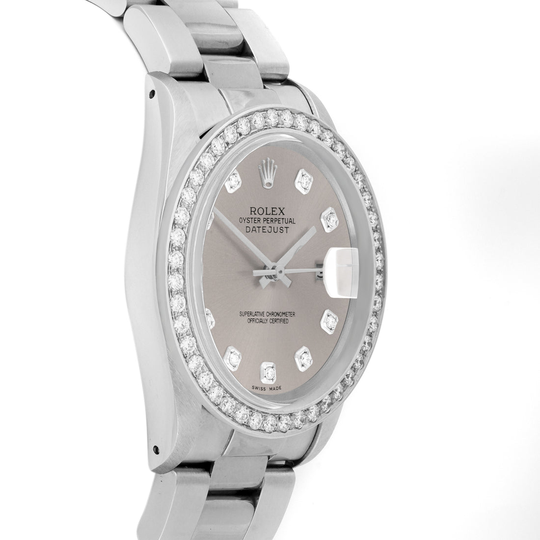Rolex Datejust 36mm STAINLESS STEEL 16234 Slate Dial | Diamond Hour Markers, 2 ct Diamond Bezel