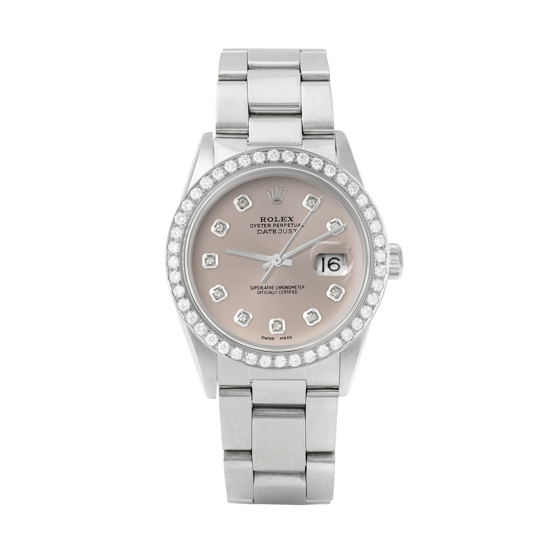 Rolex Datejust 36mm STAINLESS STEEL 16234 Slate Dial | Diamond Hour Markers, 2 ct Diamond Bezel
