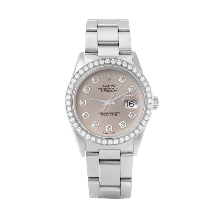 Rolex Datejust 36mm STAINLESS STEEL 16234 Slate Dial | Diamond Hour Markers, 2 ct Diamond Bezel
