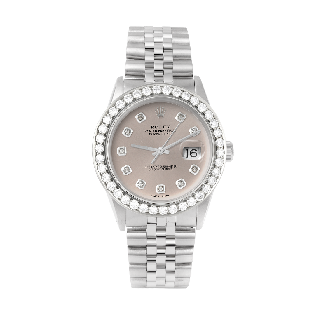 Rolex Datejust 36mm STAINLESS STEEL 16234  Slate Dial | Diamond Hour Markers | 2.5 ct Diamond Bezel