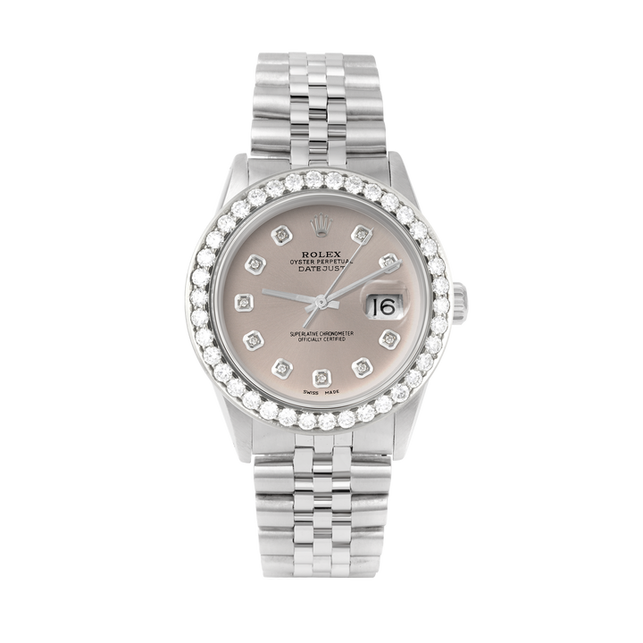 Rolex Datejust 36mm STAINLESS STEEL 16234  Slate Dial | Diamond Hour Markers | 2.5 ct Diamond Bezel