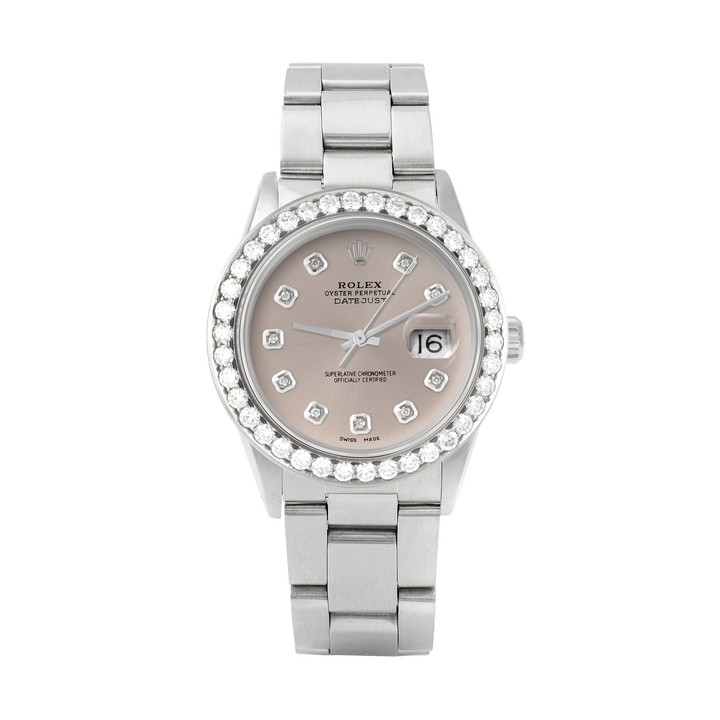 Rolex Datejust 36mm STAINLESS STEEL 16234 Slate Dial | Diamond Hour Markers | 2.5 ct Diamond Bezel