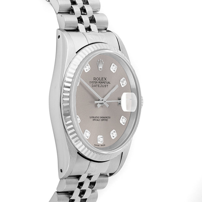 Rolex Datejust 36mm STAINLESS STEEL 16234 Slate Dial | Diamond Hour Markers | Fluted Bezel