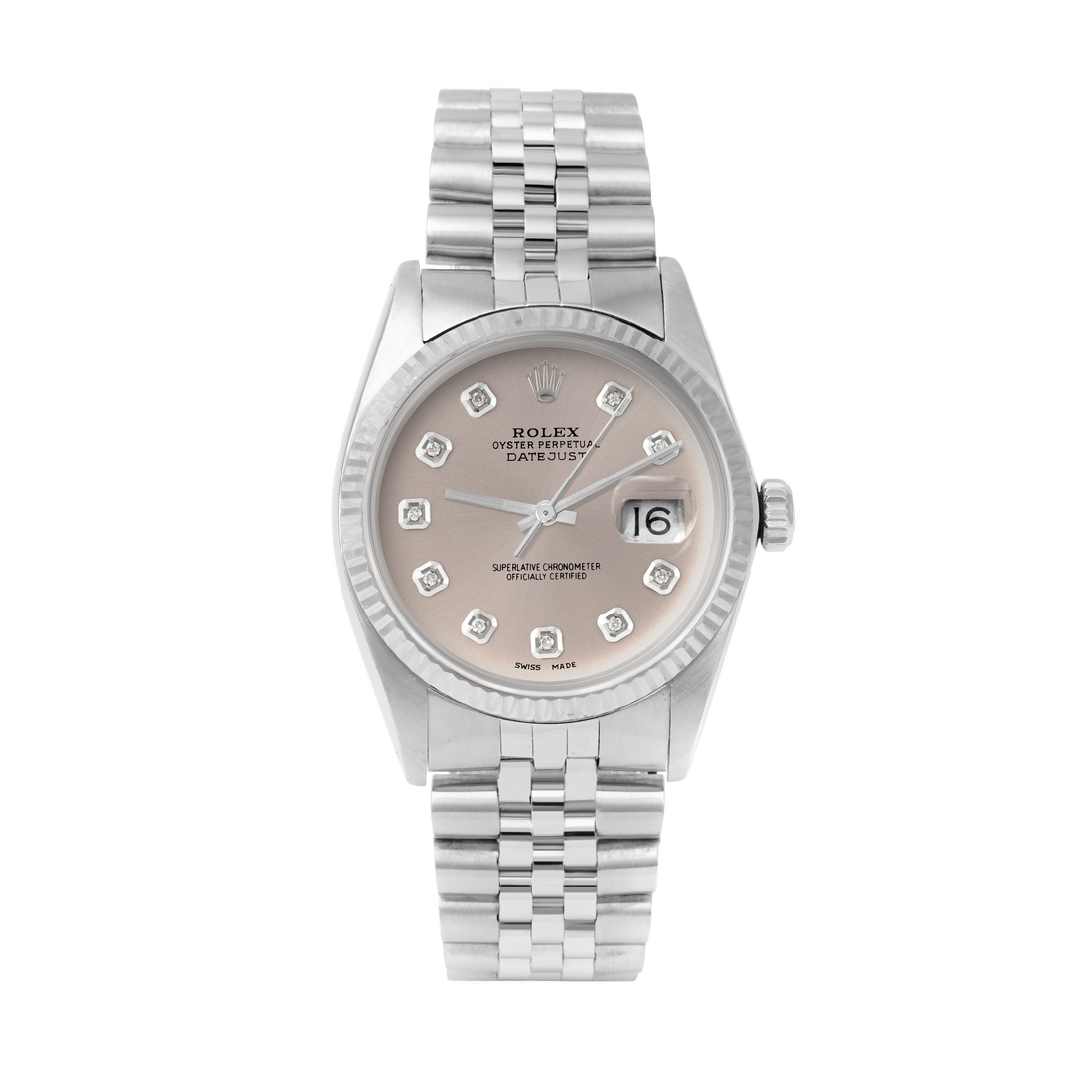 Rolex Datejust 36mm STAINLESS STEEL 16234 Slate Dial | Diamond Hour Markers | Fluted Bezel