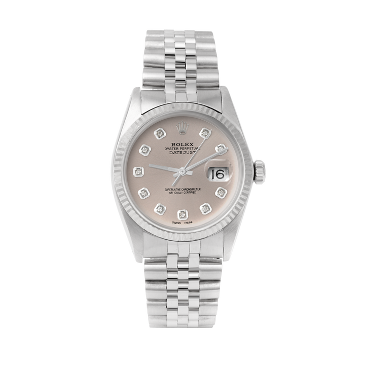 Rolex Datejust 36mm STAINLESS STEEL 16234 Slate Dial | Diamond Hour Markers | Fluted Bezel